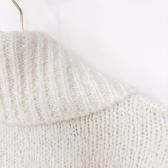 SMARTWOOL Moon Ridge Oversized White Cable Knit Turtleneck Sweater S - Picture 9 of 11